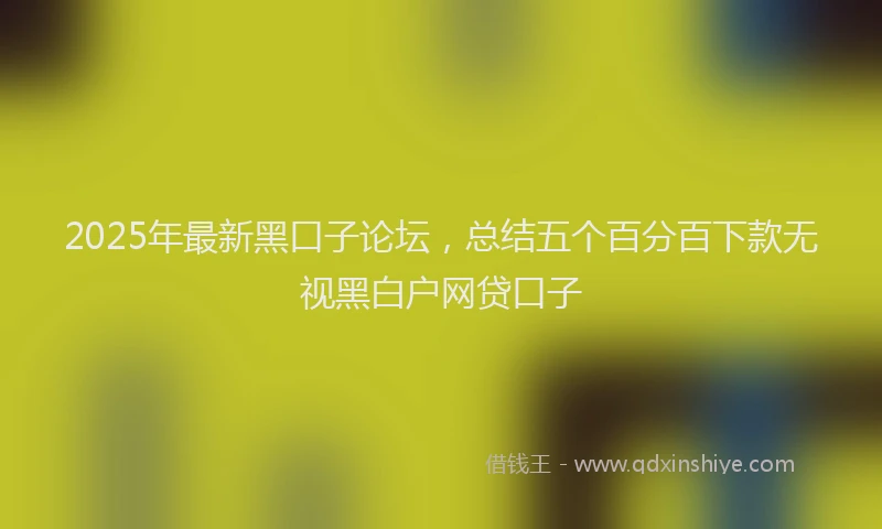 2025年最新黑口子论坛，总结五个百分百下款无视黑白户网贷口子
