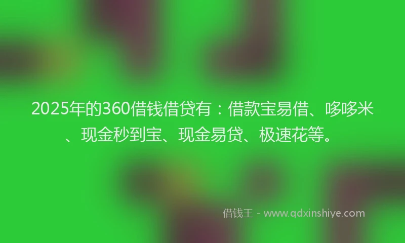 2025年的360借钱借贷有：借款宝易借、哆哆米、现金秒到宝、现金易贷、极速花等。