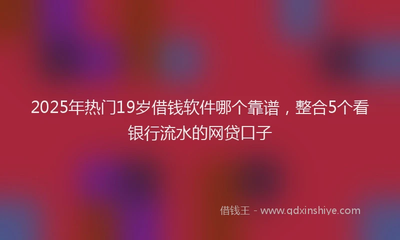 2025年热门19岁借钱软件哪个靠谱，整合5个看银行流水的网贷口子