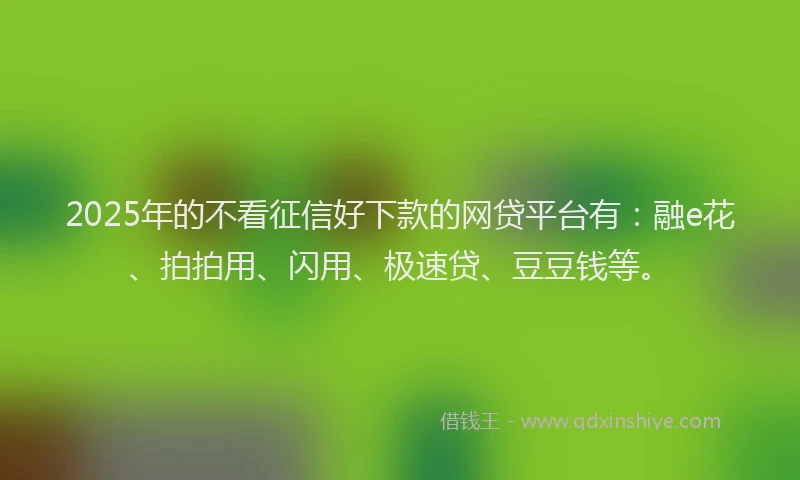 2025年的不看征信好下款的网贷平台有:融e花、拍拍用、闪用、极速贷、豆豆钱等。