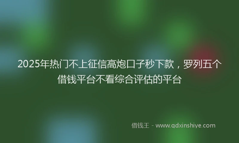 2025年热门不上征信高炮口子秒下款，罗列五个借钱平台不看综合评估的平台