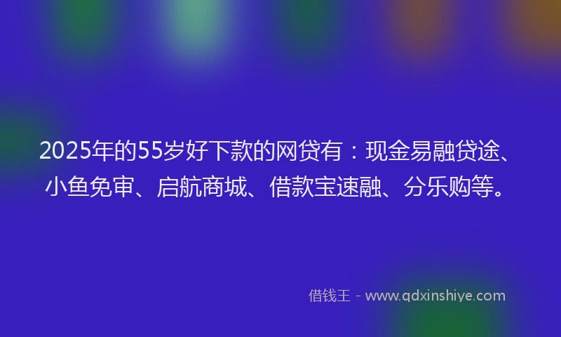 2025年的55岁好下款的网贷有：现金易融贷途、小鱼免审、启航商城、借款宝速融、分乐购等。