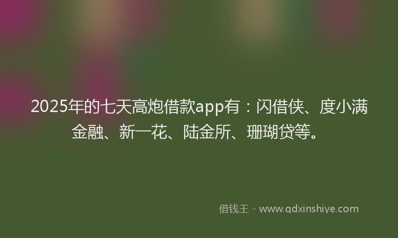 2025年的七天高炮借款app有：闪借侠、度小满金融、新一花、陆金所、珊瑚贷等。
