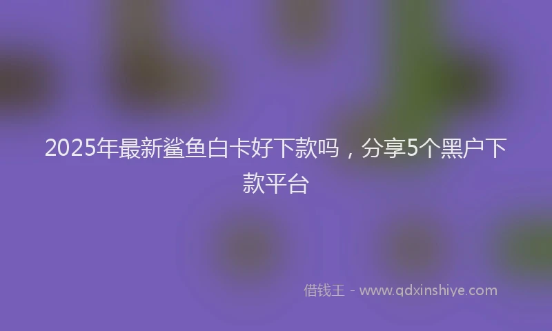 2025年最新鲨鱼白卡好下款吗，分享5个黑户下款平台