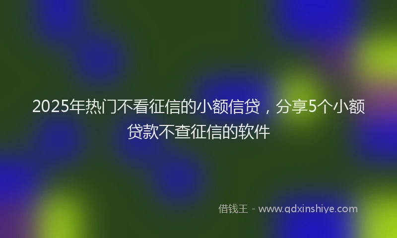 2025年热门不看征信的小额信贷，分享5个小额贷款不查征信的软件