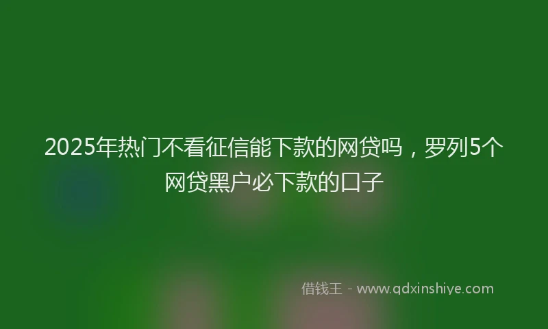 2025年热门不看征信能下款的网贷吗，罗列5个网贷黑户必下款的口子