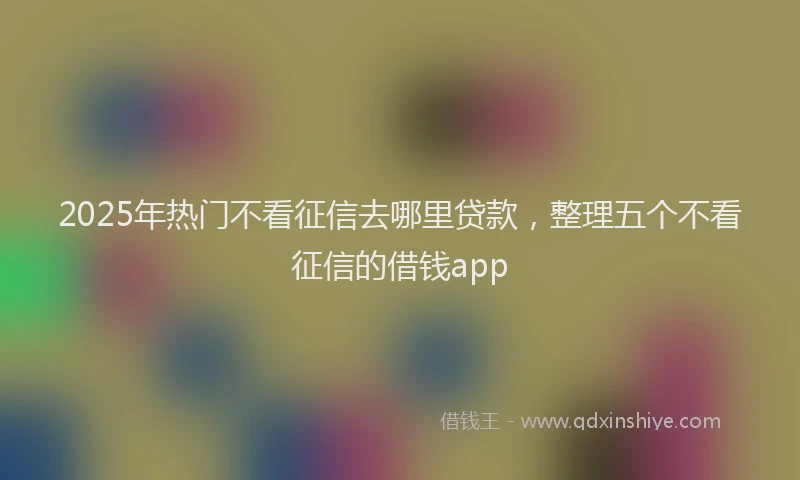 2025年热门不看征信去哪里贷款，整理五个不看征信的借钱app