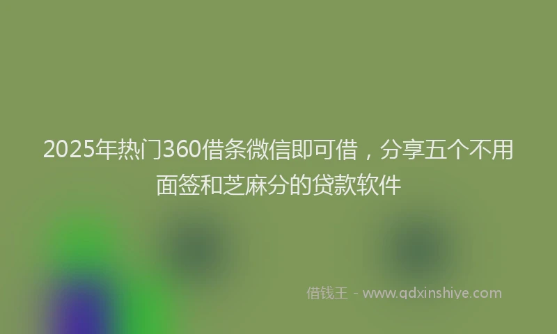 2025年热门360借条微信即可借，分享五个不用面签和芝麻分的贷款软件