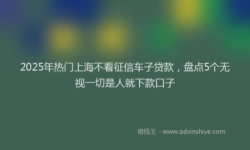 2025年热门上海不看征信车子贷款，盘点5个无视一切是人就下款口子
