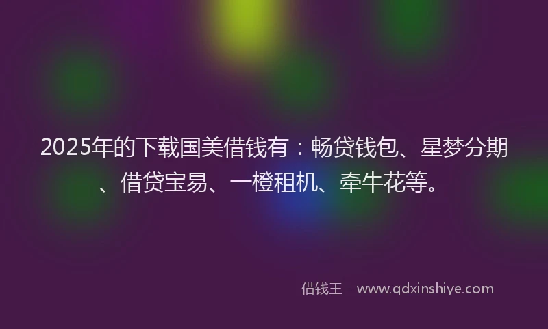 2025年的下载国美借钱有:畅贷钱包、星梦分期、借贷宝易、一橙租机、牵牛花等。