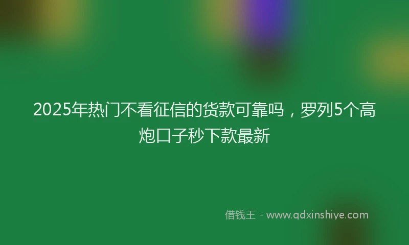 2025年热门不看征信的货款可靠吗，罗列5个高炮口子秒下款最新