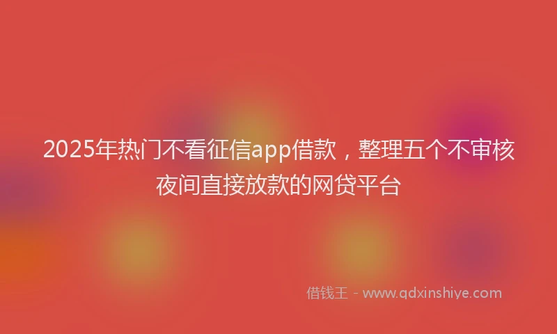 2025年热门不看征信app借款，整理五个不审核夜间直接放款的网贷平台