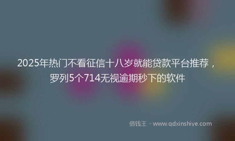 2025年热门不看征信十八岁就能贷款平台推荐，罗列5个714无视逾期秒下的软件