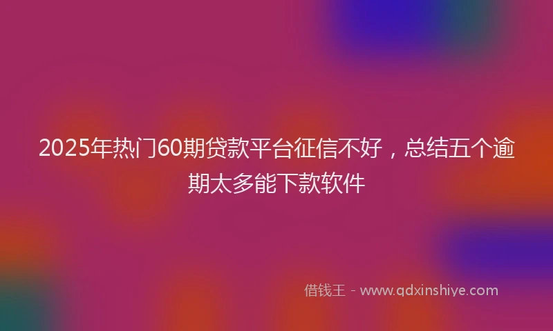 2025年热门60期贷款平台征信不好，总结五个逾期太多能下款软件