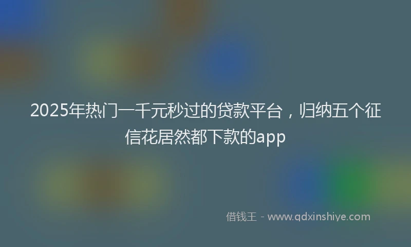 2025年热门一千元秒过的贷款平台，归纳五个征信花居然都下款的app