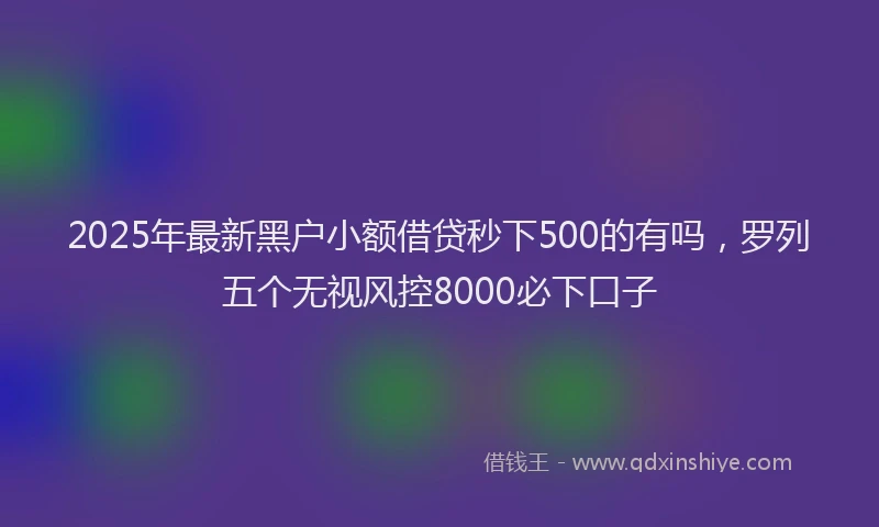 2025年最新黑户小额借贷秒下500的有吗，罗列五个无视风控8000必下口子