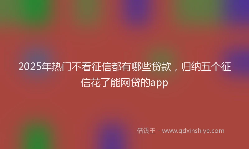 2025年热门不看征信都有哪些贷款，归纳五个征信花了能网贷的app