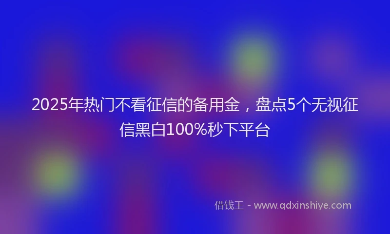 2025年热门不看征信的备用金，盘点5个无视征信黑白100%秒下平台