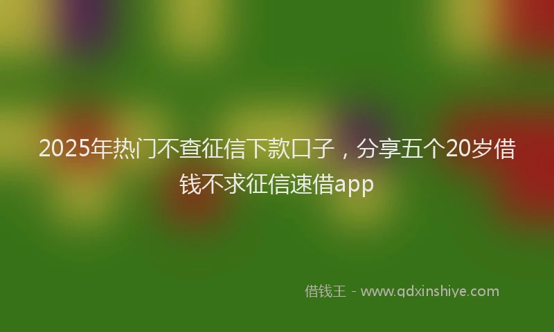 2025年热门不查征信下款口子，分享五个20岁借钱不求征信速借app
