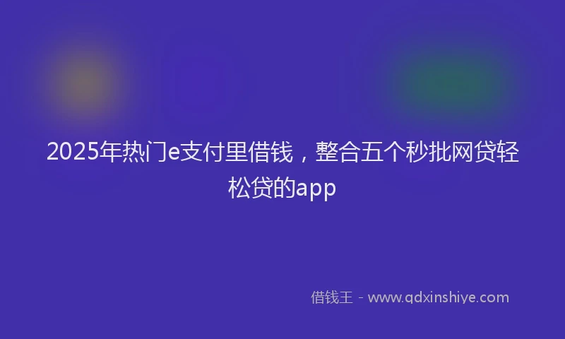 2025年热门e支付里借钱，整合五个秒批网贷轻松贷的app