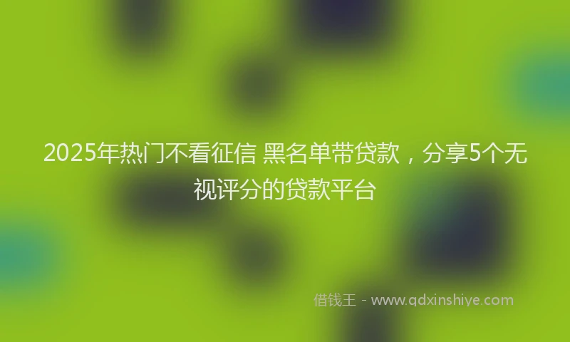 2025年热门不看征信 黑名单带贷款，分享5个无视评分的贷款平台