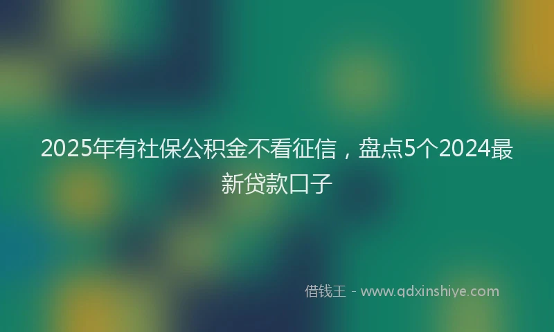 2025年有社保公积金不看征信，盘点5个2024最新贷款口子