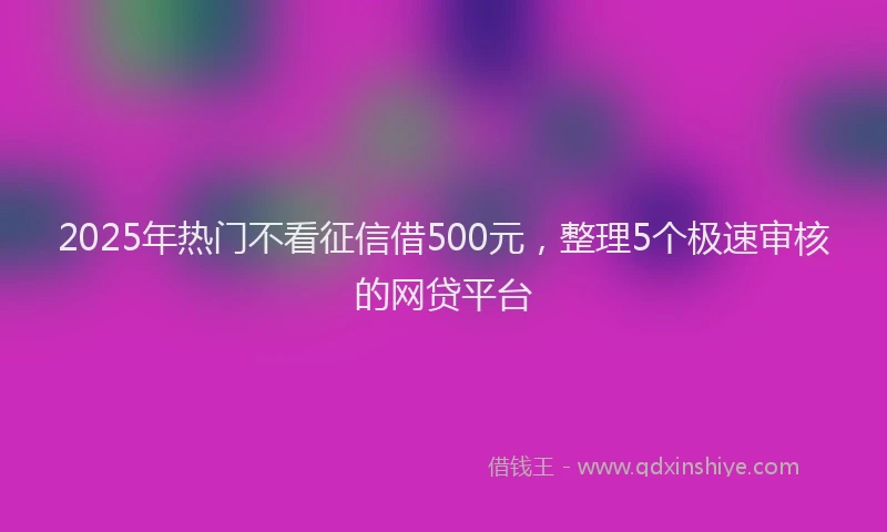 2025年热门不看征信借500元，整理5个极速审核的网贷平台