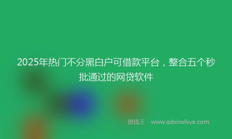 2025年热门不分黑白户可借款平台，整合五个秒批通过的网贷软件