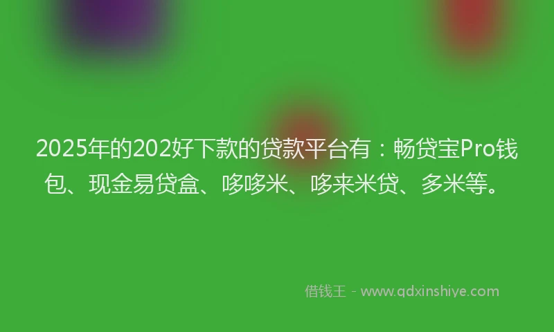 2025年的202好下款的贷款平台有：畅贷宝Pro钱包、现金易贷盒、哆哆米、哆来米贷、多米等。