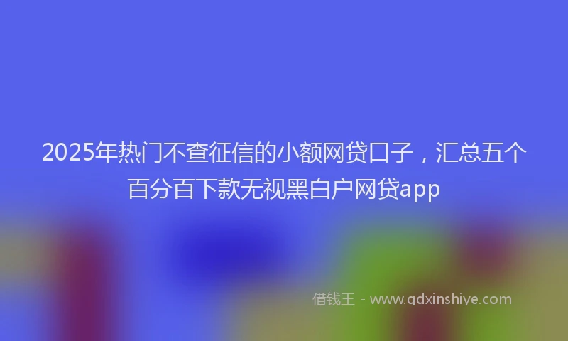 2025年热门不查征信的小额网贷口子,汇总五个百分百下款无视黑白户网贷app