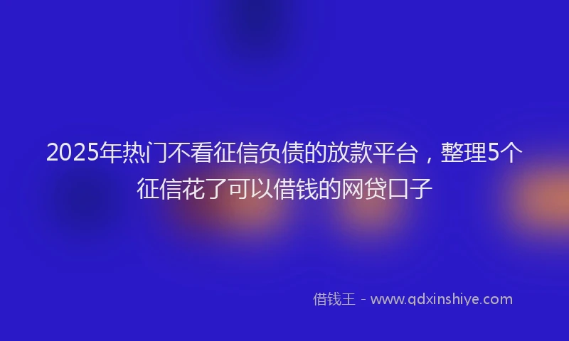 2025年热门不看征信负债的放款平台，整理5个征信花了可以借钱的网贷口子