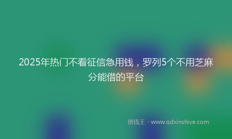 2025年热门不看征信急用钱，罗列5个不用芝麻分能借的平台