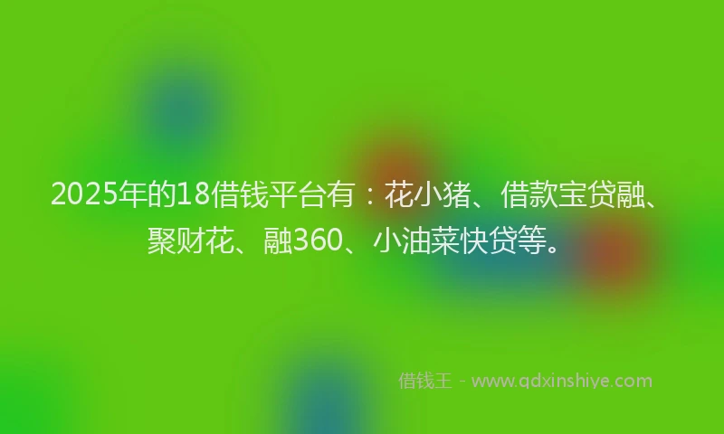2025年的18借钱平台有：花小猪、借款宝贷融、聚财花、融360、小油菜快贷等。