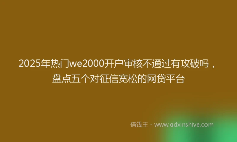 2025年热门we2000开户审核不通过有攻破吗,盘点五个对征信宽松的网贷平台