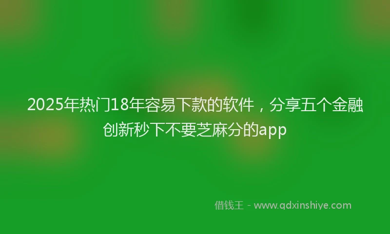 2025年热门18年容易下款的软件，分享五个金融创新秒下不要芝麻分的app