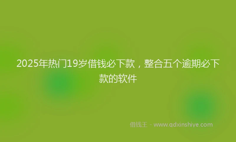 2025年热门19岁借钱必下款，整合五个逾期必下款的软件