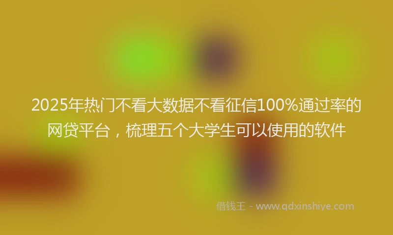 2025年热门不看大数据不看征信100%通过率的网贷平台，梳理五个大学生可以使用的软件
