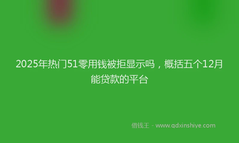 2025年热门51零用钱被拒显示吗，概括五个12月能贷款的平台