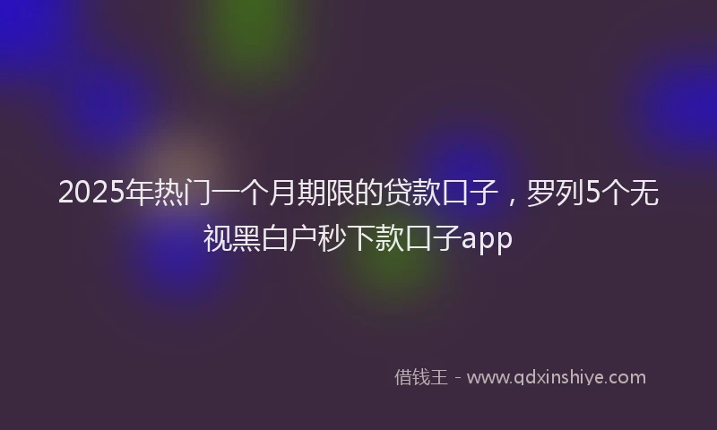2025年热门一个月期限的贷款口子，罗列5个无视黑白户秒下款口子app