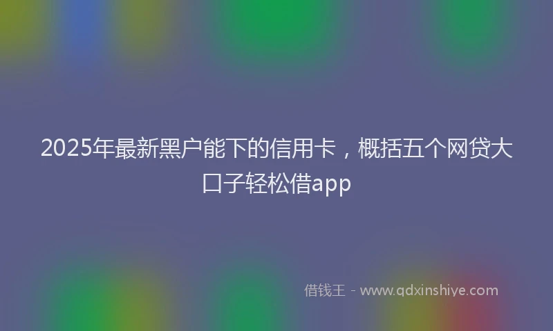 2025年最新黑户能下的信用卡，概括五个网贷大口子轻松借app