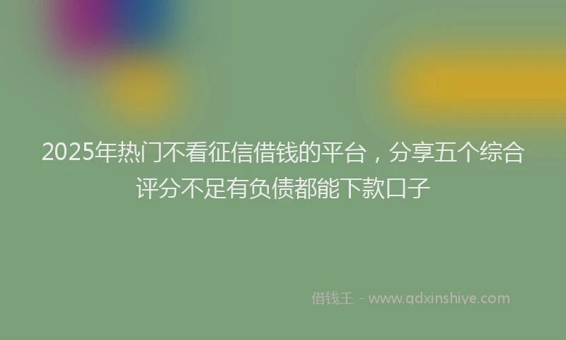 2025年热门不看征信借钱的平台，分享五个综合评分不足有负债都能下款口子