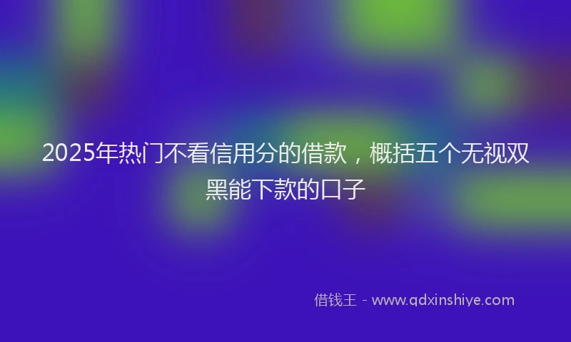 2025年热门不看信用分的借款，概括五个无视双黑能下款的口子