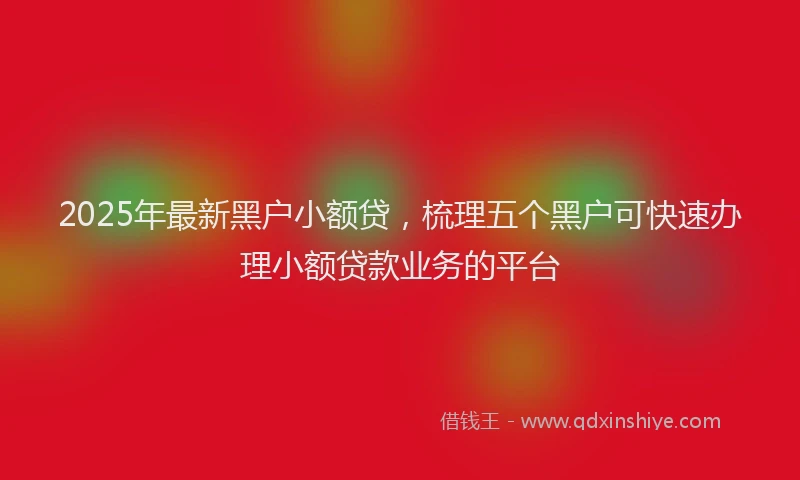 2025年最新黑户小额贷，梳理五个黑户可快速办理小额贷款业务的平台