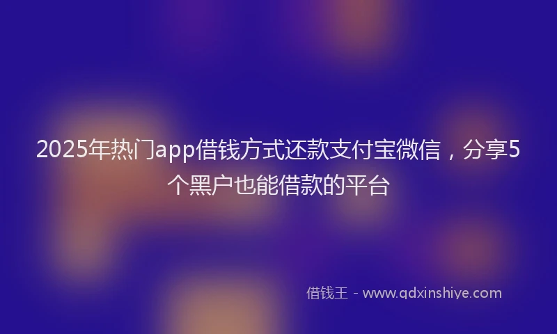 2025年热门app借钱方式还款支付宝微信，分享5个黑户也能借款的平台