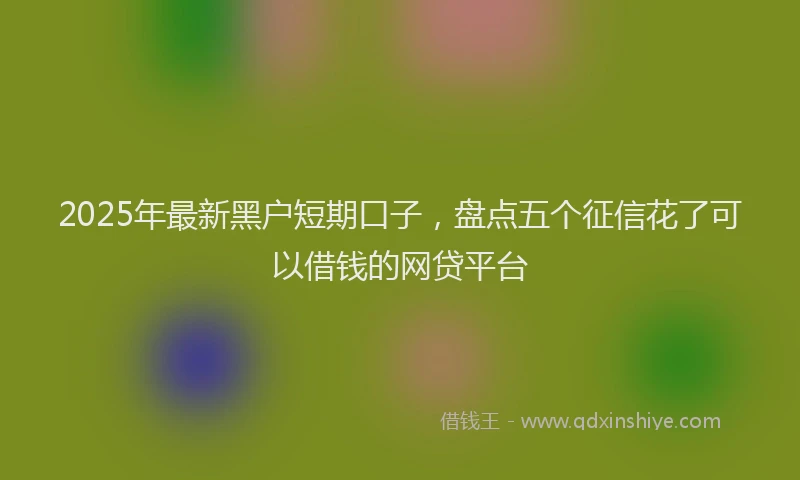 2025年最新黑户短期口子，盘点五个征信花了可以借钱的网贷平台
