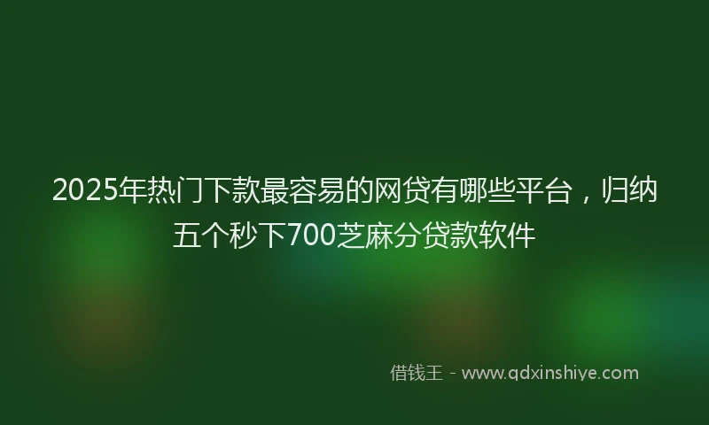 2025年热门下款最容易的网贷有哪些平台，归纳五个秒下700芝麻分贷款软件