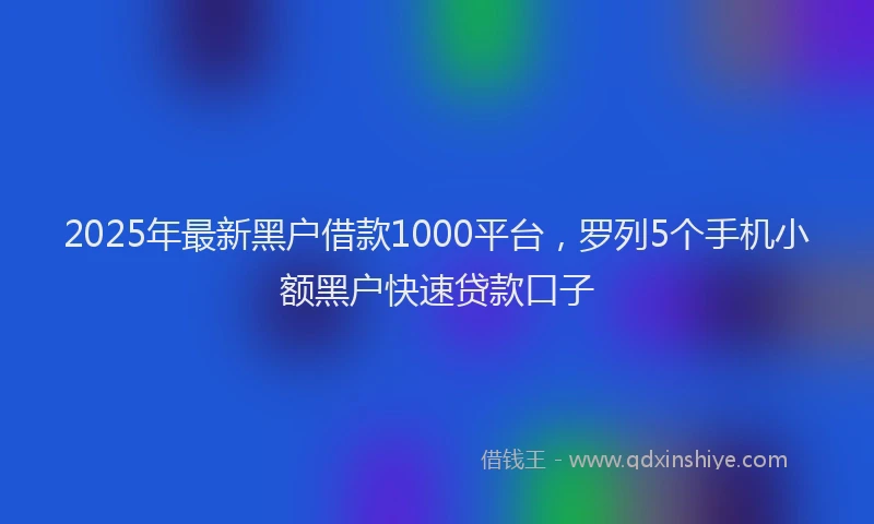 2025年最新黑户借款1000平台，罗列5个手机小额黑户快速贷款口子