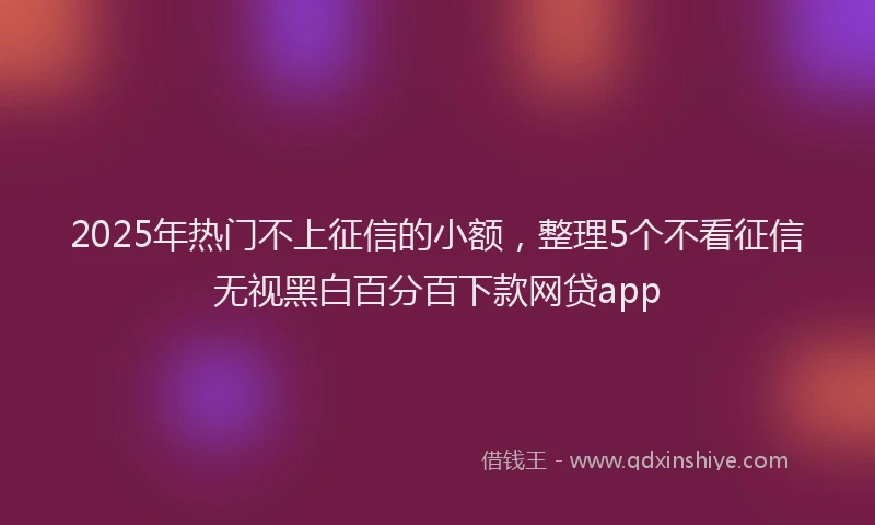 2025年热门不上征信的小额,整理5个不看征信无视黑白百分百下款网贷app