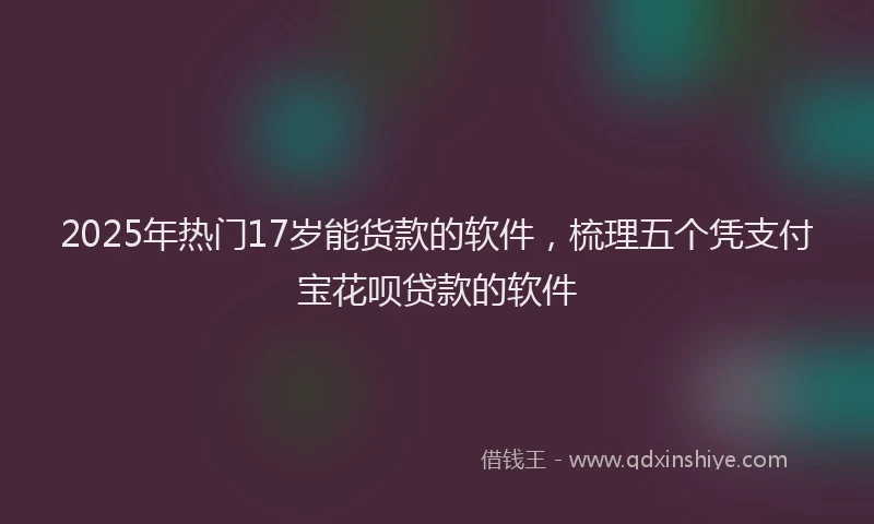 2025年热门17岁能货款的软件，梳理五个凭支付宝花呗贷款的软件