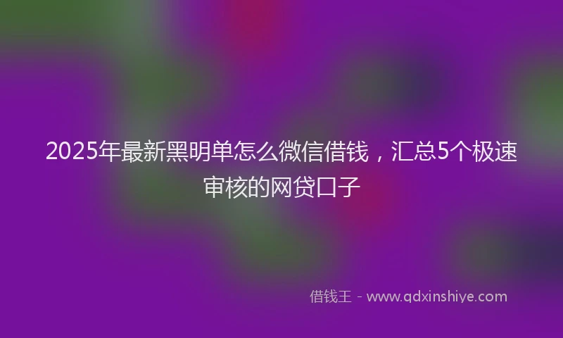 2025年最新黑明单怎么微信借钱，汇总5个极速审核的网贷口子